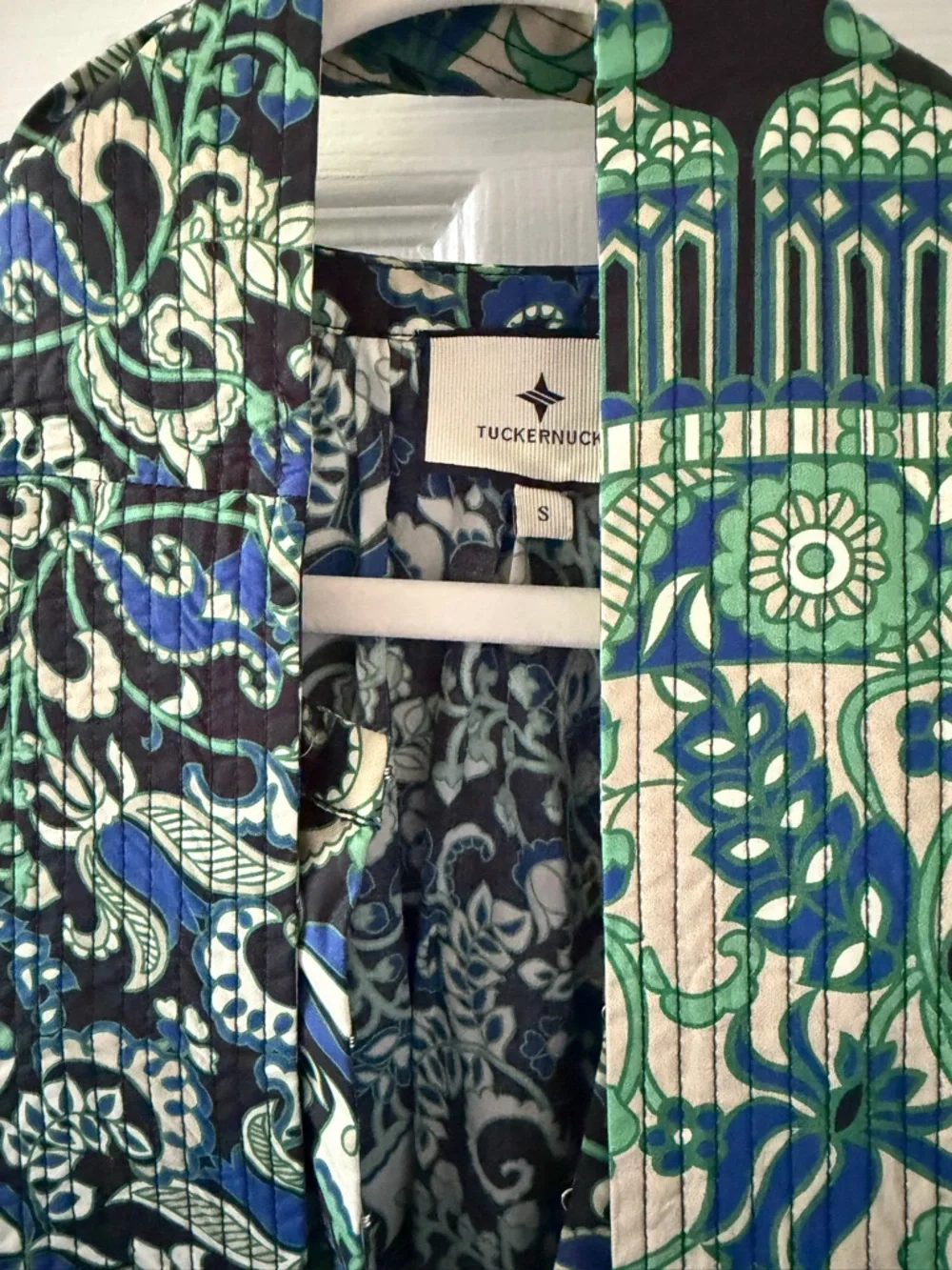 Tuckernuck NEW Batik Floral
Lyles Green Blue Puff Sleeve Belted
Midi-Size Small - Picture 6 of 7